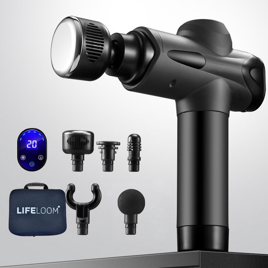 LifeLoom® Massage Gun KW16 Zwart met Koude en Warmtefunctie - LifeLoom® - €74,95
