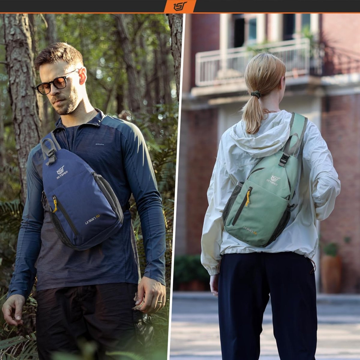 Sac à Bandoulière Anti-vol SKYSPER - Léger, Compartiment RFID, Pour Ville, Voyage, Randonnée, Homme Et Femme