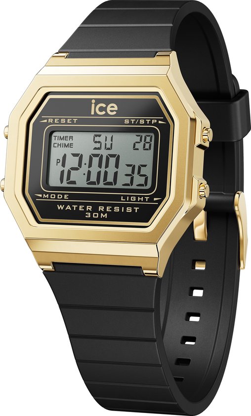 Ice Watch Ice Digit Retro Black Gold Horloge IW022064 32mm bol