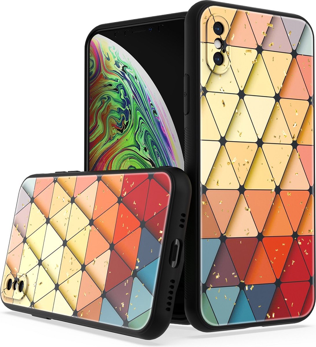 Silicone Hoesje Print - Backcover - Geschikt voor Apple iPhone Xs Max - Marmer Triangle