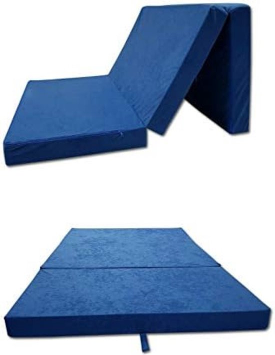 Logeerbed Opvouwbaar - Logeerbed Inklapbaar - Logeermatras Opvouwbaar - Blauw - 80x200x10cm