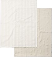 Riviera Maison Essuies de vaisselle Set de 2 torchons beige blanc imprimé rayures claires - Torchon RM Identity 70x50 cm