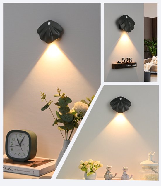VOMI Accu-wandlamp, voor binnen, dimbaar, draadloze led-wandlamp, zonder stroomaansluiting, met touch-schakelaar, 4000 mAh batterij, 6 W, oplaadbaar, magnetische wandverlichting voor slaapkamer