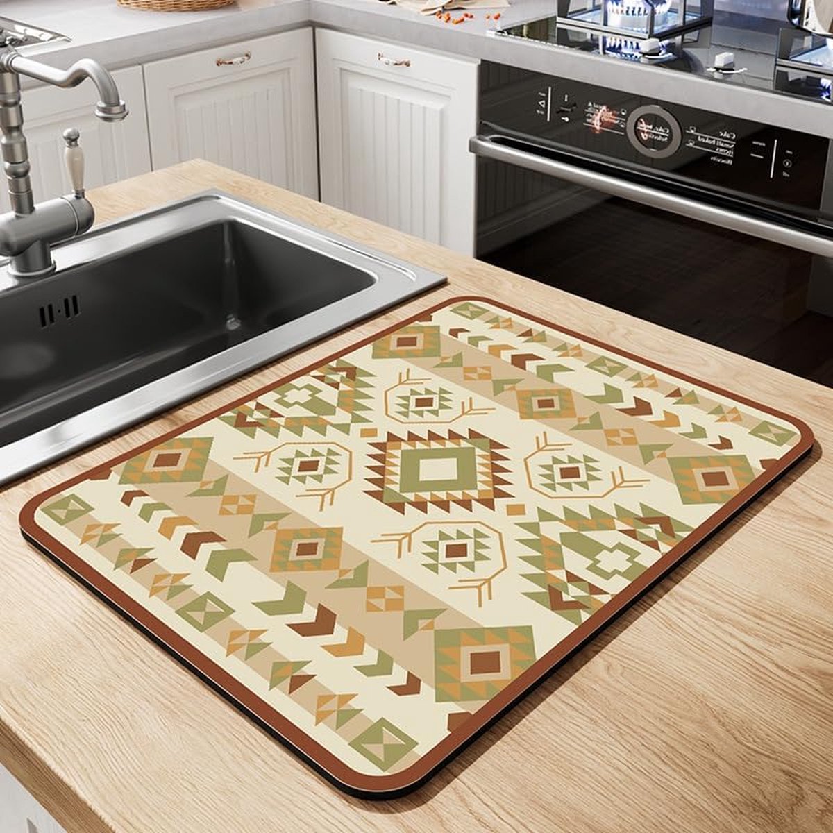 Afdruipmat - Sneldrogend en Absorberend - Voor Keuken, Servies en Koffiezetapparaat - Indianen Stijl, 40x50 cm