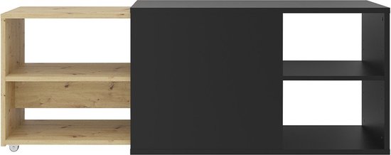 LuxeLivin' - Tv-kast met 2 open vakken 133,5x39,9x49,2 cm zwart & artisan eiken