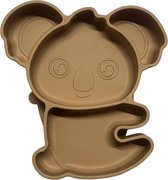 Koala siliconen baby bordje met vakjes en zuignap - Bruin - Kinderservies - Babybordje - Kinderbordje - Baby servies - Babybestek - Oven, vriezer en vaatwasserbestendig - BPA en PVC vrij bord