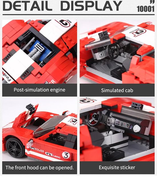 Mould King 10001 - Ford GT - 928 onderdelen - Bouwset - Lego compatibel - Cadeau - 