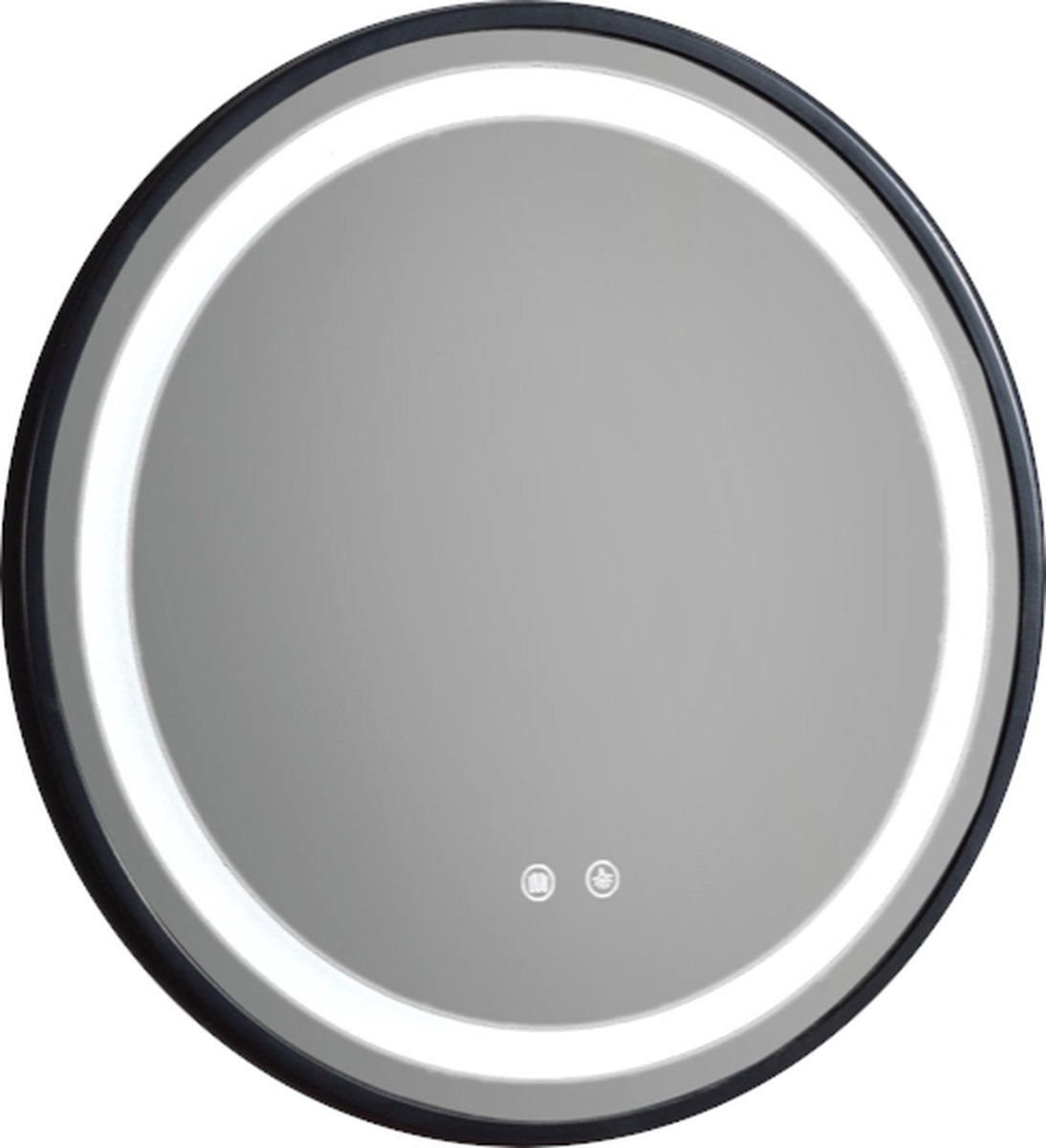 LINEA UNO - Lerum 60 x 60 - Mat zwart - Spiegel - Rond - Zwart - LED-verlichting (dimbaar) - Anti-condens - 301479-spiegel