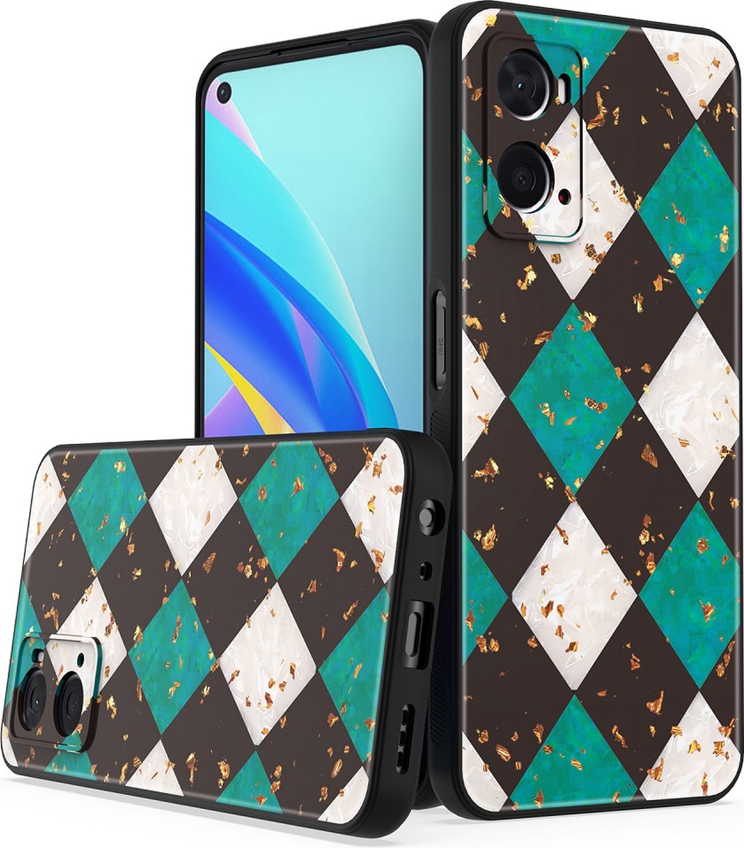 Silicone Hoesje Print - Backcover - Geschikt voor Oppo A76 - Marmer Groen