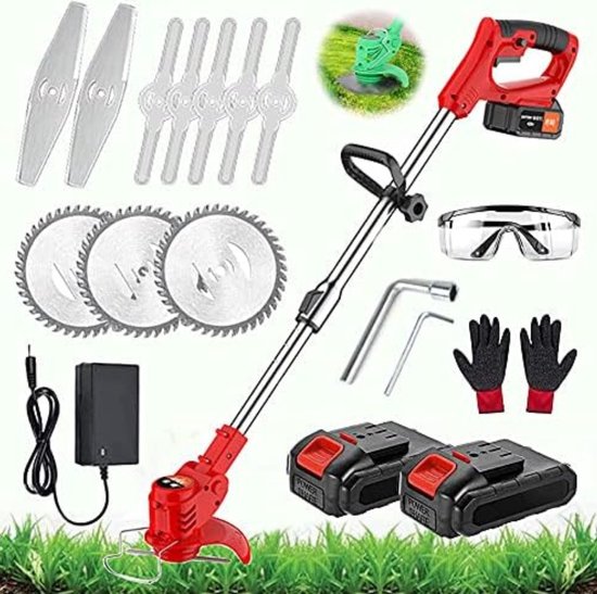 Débroussailleuse Sans Fil 5 En 1 Traumheim 21V – 2 Batteries 4Ah, Moteur Sans Balais, Roues Et Accessoires, Tondeuse Multifonction Jardin