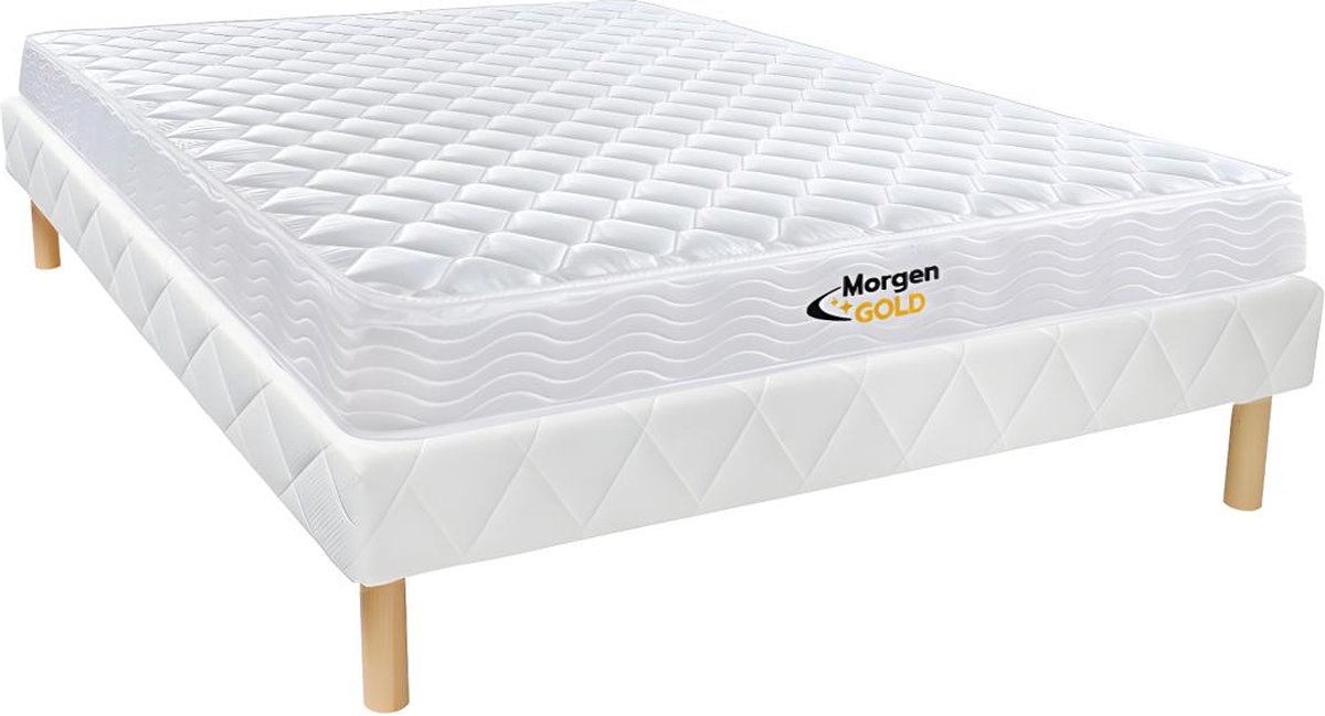 Vente-unique Set bedbodem + matras met veren WOLKENLOS van MORGENGOLD - 160 x 200 cm L 200 cm x H 30 cm x D 160 cm