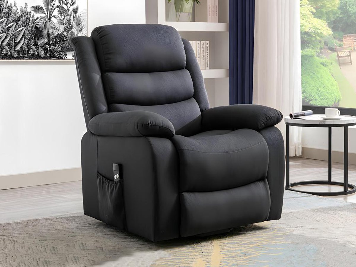 Vente-unique Elektrische relaxfauteuil van stof - Antraciet - NADINE