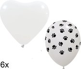Set pootjes + hartjes ballonnen, 6 stuks, 30 cm