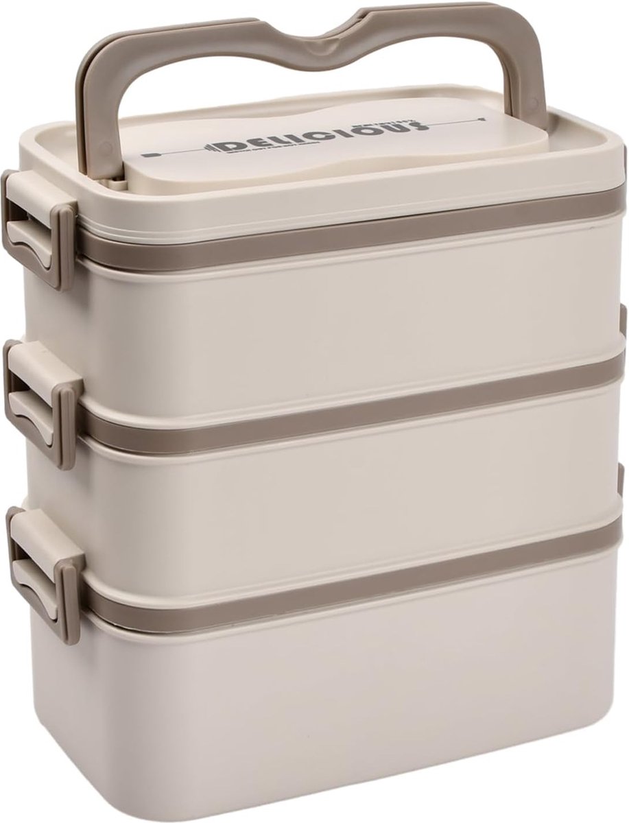 Bento Box 700-2800 ml lunchbox voor volwassenen stapelbaar gratis te combineren grote roestvrijstalen lunchbox met vakken lekvrije lunchbox met bestek voor school kantoor uitstapjes (3 niveaus)