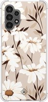 Casimoda® hoesje - Geschikt voor Samsung Galaxy A13 4G - In Bloom - Shockproof case - Extra sterk - TPU/polycarbonaat - Bruin/beige, Transparant