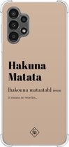 Casimoda® hoesje - Geschikt voor Samsung Galaxy A13 4G - Hakuna Matata - Shockproof case - Extra sterk - TPU/polycarbonaat - Bruin/beige, Transparant
