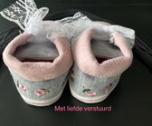 Chaussures pour femmes Bébé fille à dentelle blanche, fleurs brodées gris/rose 0 mois