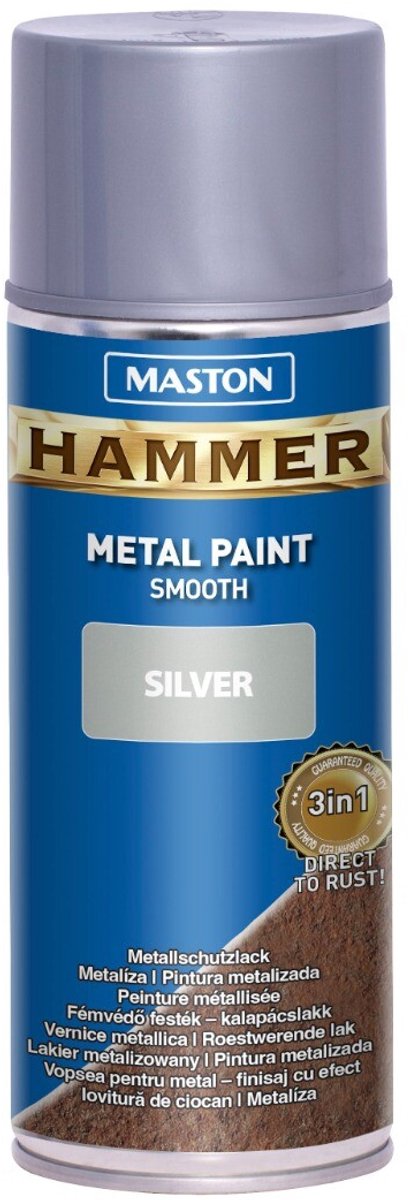 Maston Hammer - metaalverf - zilver - smooth - spuitverf - 400 ml - spuitbus verf
