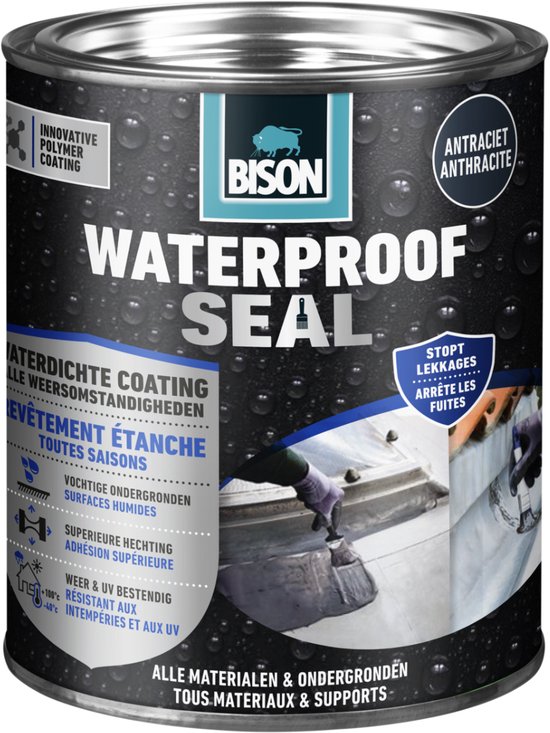 Bison waterproof seal - antraciet - stopt lekkages - gebruiksklaar - ook op vochtige ondergronden - 1 kg