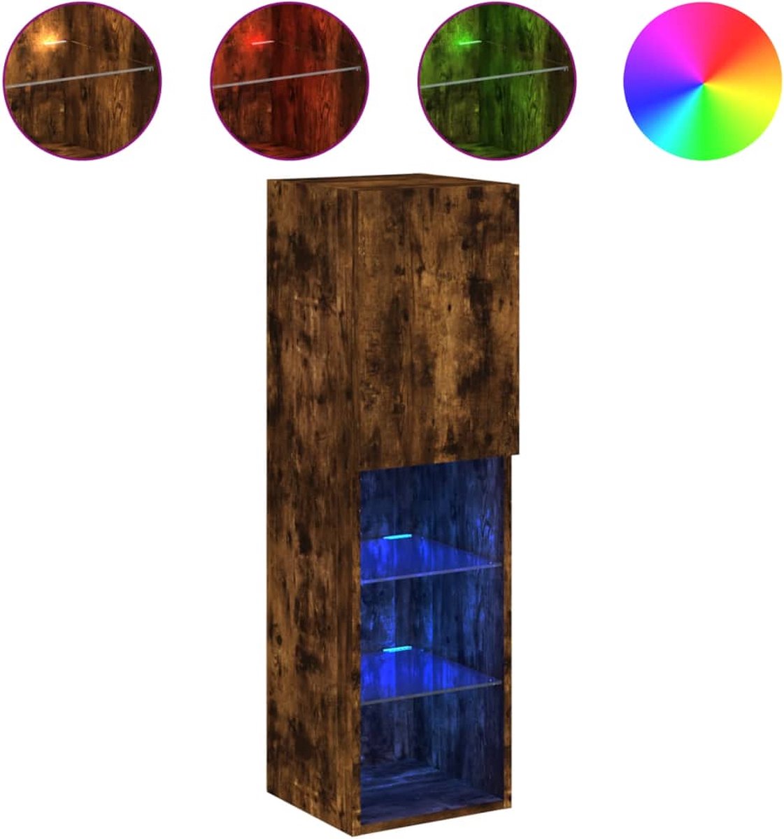 vidaXL - Tv-meubel - LED-verlichting - 30,5x30x102 - cm - gerookt - eikenkleurig