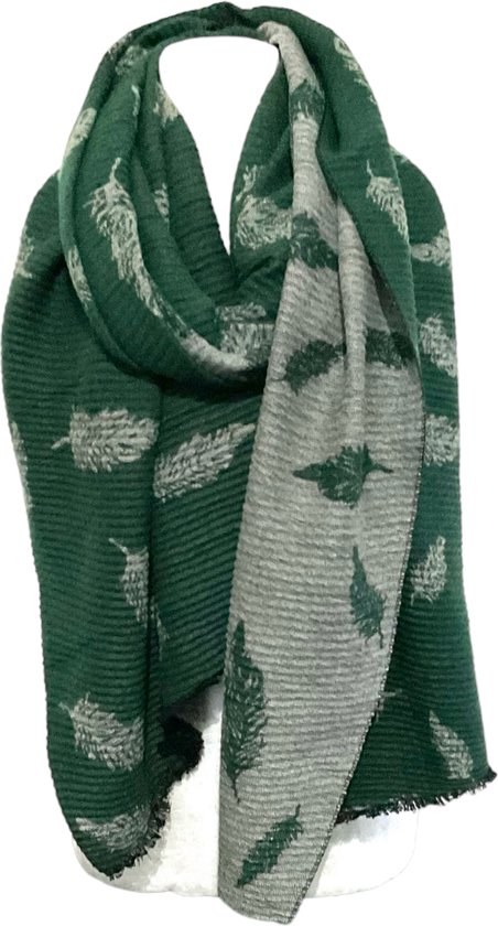 Lange Warme Sjaal - 2-Zijdig - Groen - 200 x 65 cm
