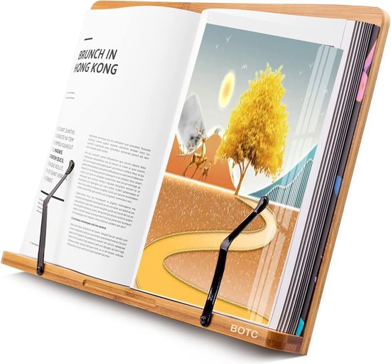 Bamboe boekenstandaard, leesstandaard, boekhouder, verstelbare hoek, opvouwbare schrijfhelling houten laptop tablet-standaard, voor lezen en schrijven, 50 cm