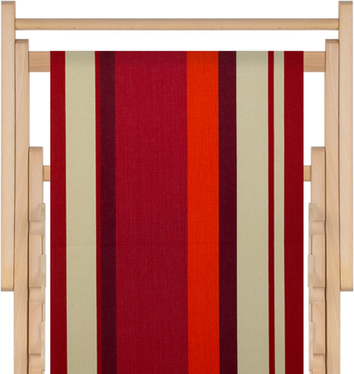 Houten strandstoel met hoogwaardige stof in katoen - massief beukehout - dubbelgeweven katoen - opvouwbaar - verstelbaar in 3 standen - zonder armleuning - afneembare hoes - multicolour - strepenpatroon