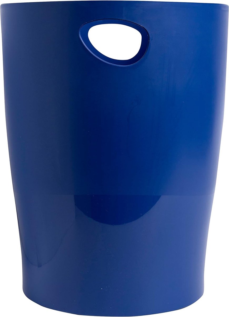 Goedkoopste BeeBlue afvalbak gemaakt van gerecycled kunststof, 15 liter met handvatten. Een elegante en robuuste afvalbak in een modern marineblauw Blue Angel-design.