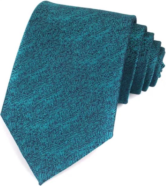 Stropdas stof motief blauw - stropdas motief - heren stropdas blauw - stropdassen