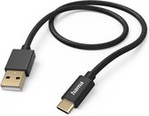 Hama Fabric USB-A naar USB-C kabel - Oplaadkabel geschikt voor Samsung / Android - Power Delivery - 3A USB2.0 - 480Mbps - 150cm - Zwart