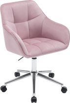 BukkitBow - Chaise de bureau - Chaise de Maquillage - Hauteur réglable avec accoudoirs - Assise en velours/velours - Rose