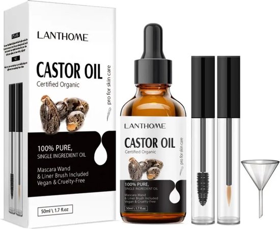 CASTOR OLIE 100% natuurlijk-wimper serum groei-wenkbrauw serum-vollere wimpers en wenkbrauwen-haargroei-baard olie-baard groei-lash lift-brow lamination kit-50 ml