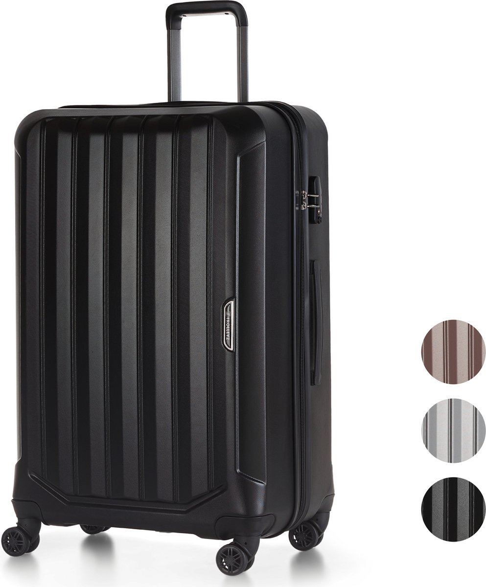 ©TROLLEYZ - Bali No.22 - Reiskoffer 78cm met TSA slot - Dubbele wielen - 360° spinners - 100% ABS - Reiskoffer in Night Black