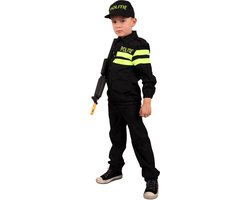 PartyXplosion - Politie & Detective Kostuum - Politie In Opleiding Kind Kostuum - Geel, Zwart - Maat 116 - Carnavalskleding - Verkleedkleding