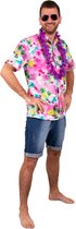 PartyXplosion - Hawaii & Carribean & Tropisch Kostuum - Feest Op Het Strand Hawaii Overhemd Roze Man - Roze - Large - Carnavalskleding - Verkleedkleding