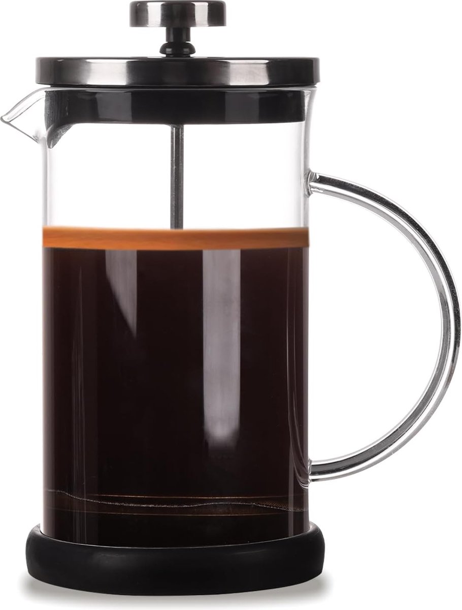 French Press, 600 ml koffiepot met filter, koffiepers, French Coffee Press, hittebestendig glazen koffiepers voor thee en koffiezetapparaat, vaatwasmachinebestendig, grote karaf, zwart