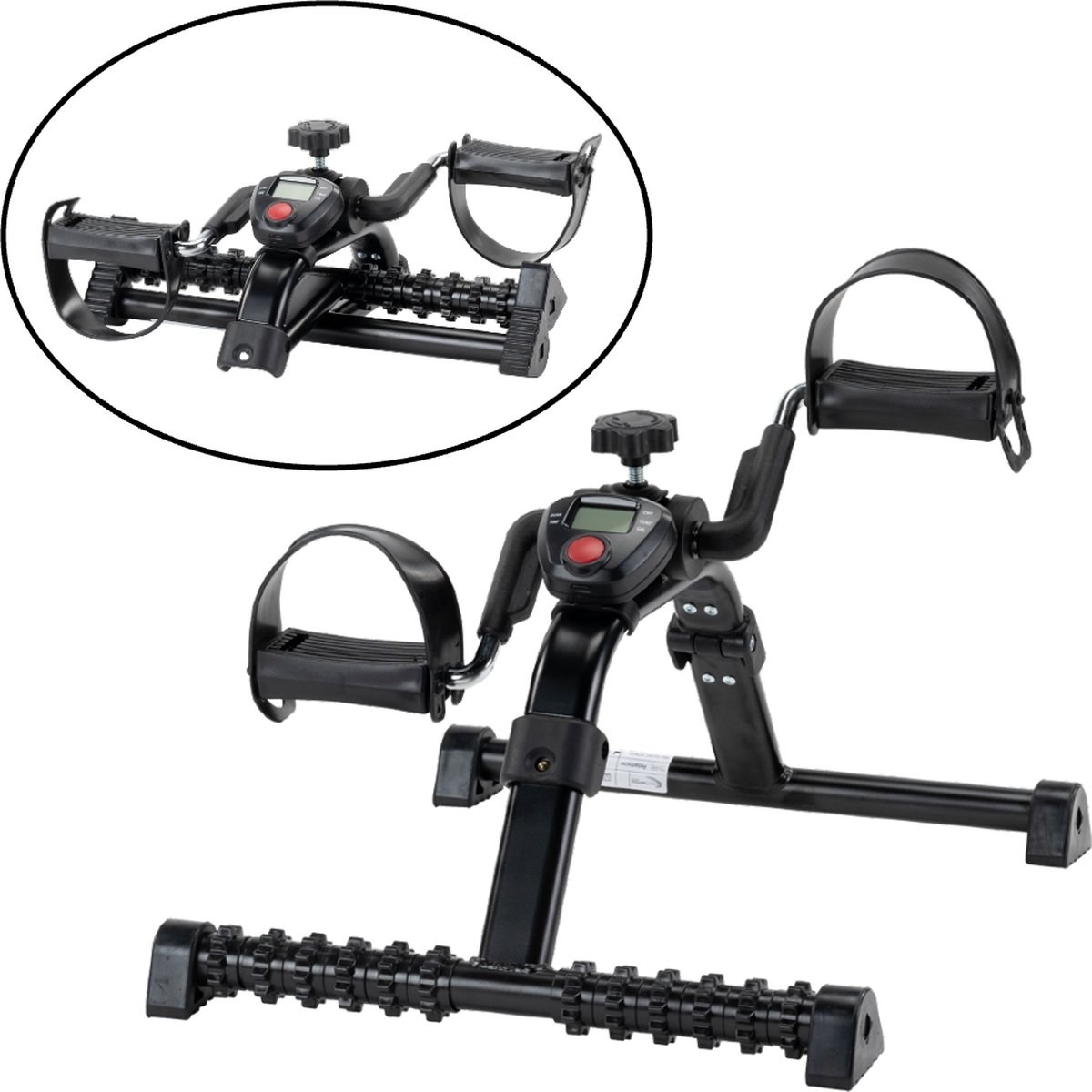 Opvouwbare stoelfiets met massage rollen en digitaal scherm- Pedaaltrainer - Fietstrainer - Hometrainer - Bureaufiets met regelbare weerstand