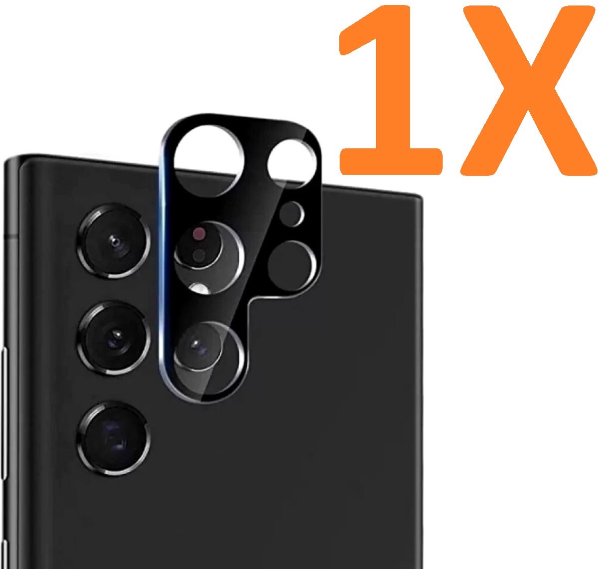Camera Lens Glass Protector - beschermer Geschikt voor: Samsung Galaxy S23 Ultra - Zwart - 1x