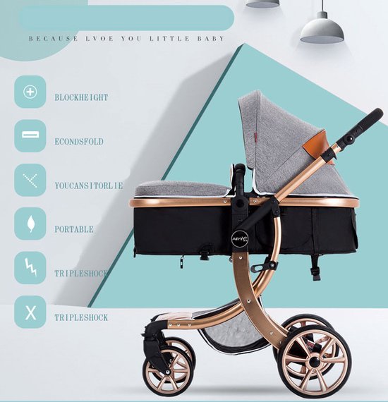 Bellaby Nieuwe Luxe Kinderwagen 2 In 1 Gold van BELLA — afbeelding 4