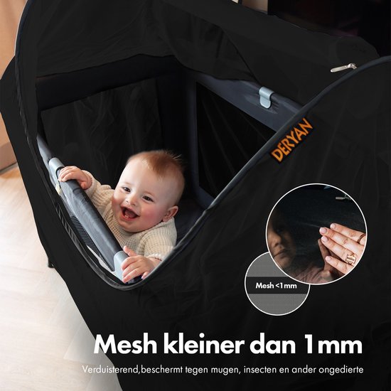 Deryan Luxe Campingbed klamboe - Ledikant Klamboe - Pop Up night cover - Donkere slaapstimulans — afbeelding 3
