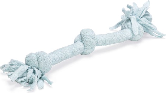 Beeztees Puppy Play Rope Pim - Jouet pour chien - 3 noeuds - Polyester - Blauw - 30x6x4,5 cm