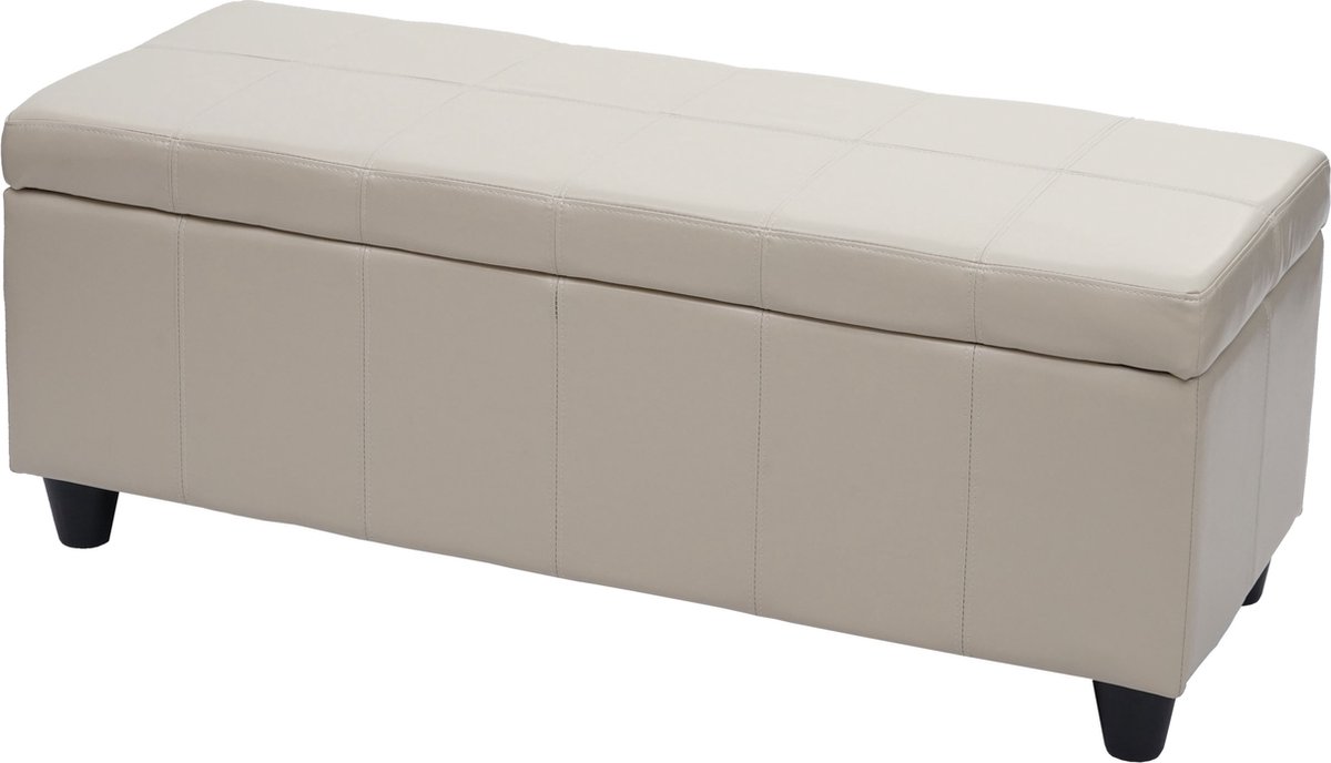 Opbergkist Kriens, bankje, kunstleer, 45x114x45cm ~ crème