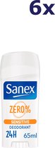 6x Sanex zero% sensitive deo stick 65ml