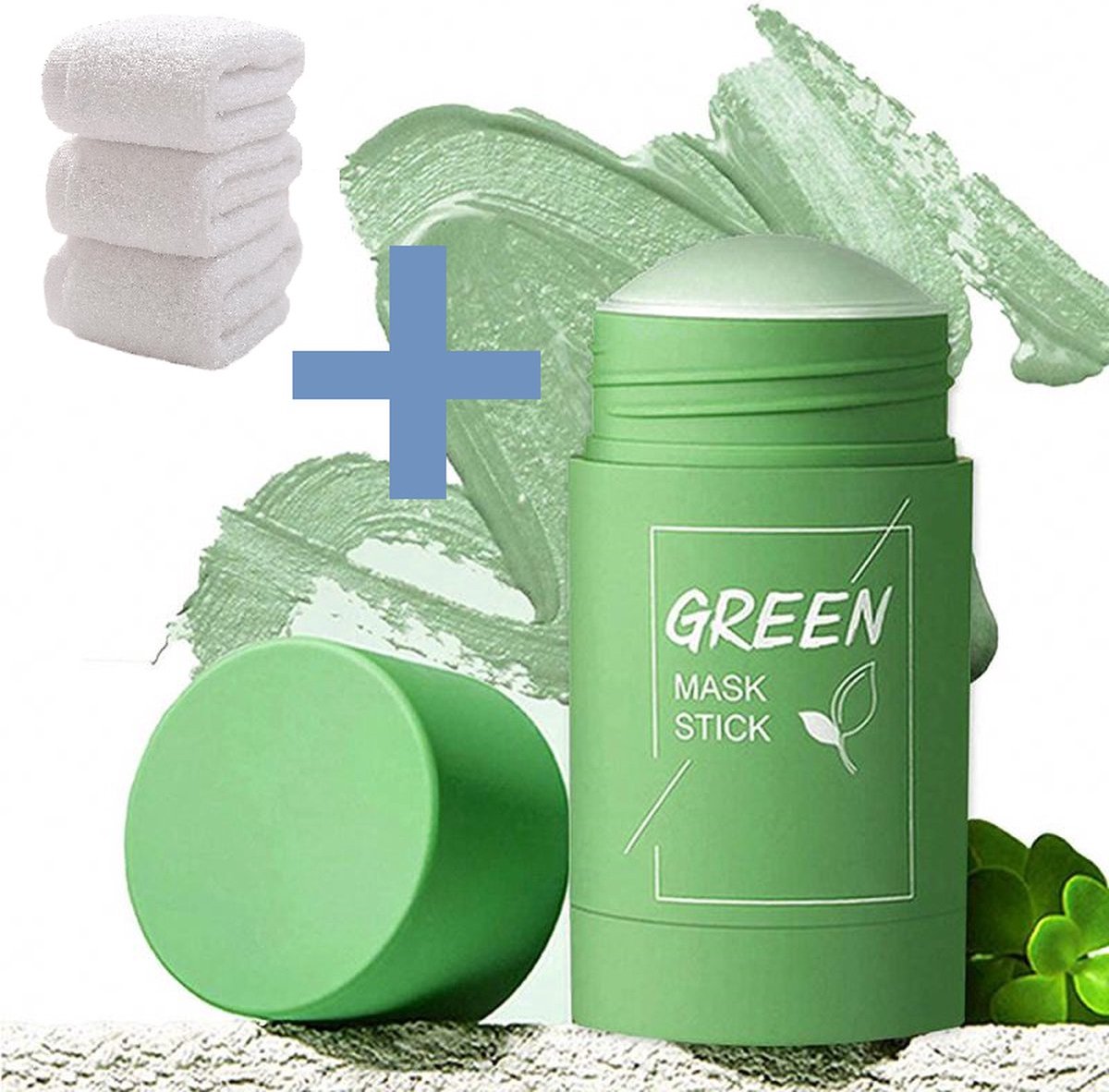 Ned products Green Mask Stick - Gezichtsmasker - Blackhead Remover - Huidverzorging - Mee Eters Verwijderen - Groene thee - + Handdoek