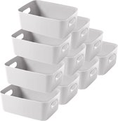 10 stuks plastic opbergdozen met handgrepen, keukenkast organizer box manden, opslag plastic dozen voor badkamerplanken, plastic dozen (grijs).