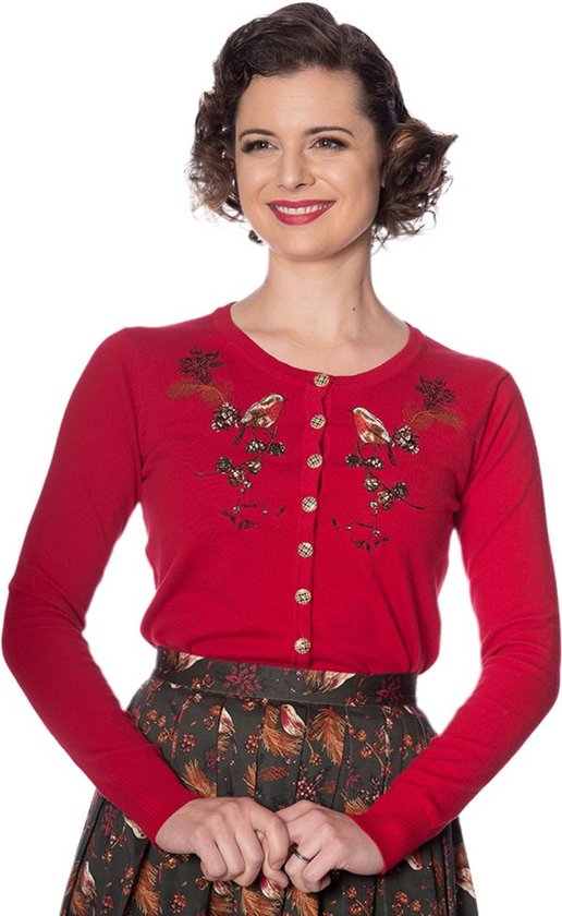 Dancing Days - Rockin Robin Cardigan - L - Rood