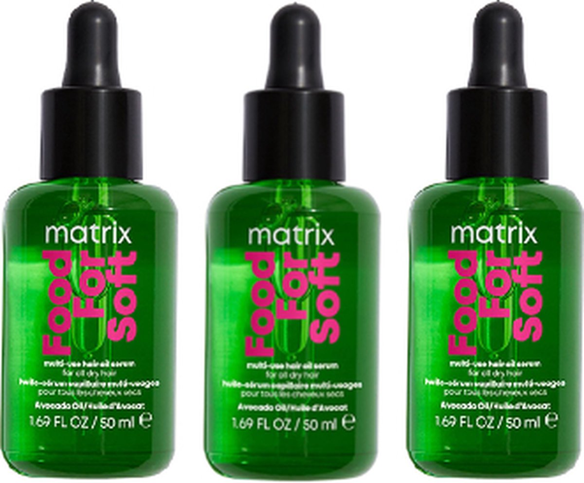Matrix Food For Soft Multifunctionele Serum Olie – Voor alle soorten droog haar – voordeelverpakking - 3 x 50 ml
