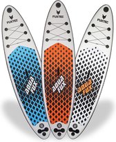 Bol.com FUXTEC Stand-up paddleboard - oranje/wit - luchtpomp peddel reparatieset en een apparaat voor het bevestigen van een act... aanbieding