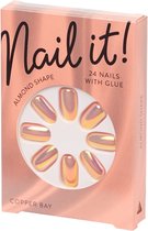 Faux Ongles - Plastique - Copper Bay Metallic - 24 Ongles avec Colle - Ongles à coller - Ongles artificiels - Forme amande