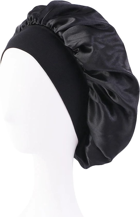 Sans Citron - Bonnet de Couchage Bonnet Satin - Anti-enchevêtrement - Protection des Cheveux - Bonnet de Couchage - Doux - Zwart - Taille Unique